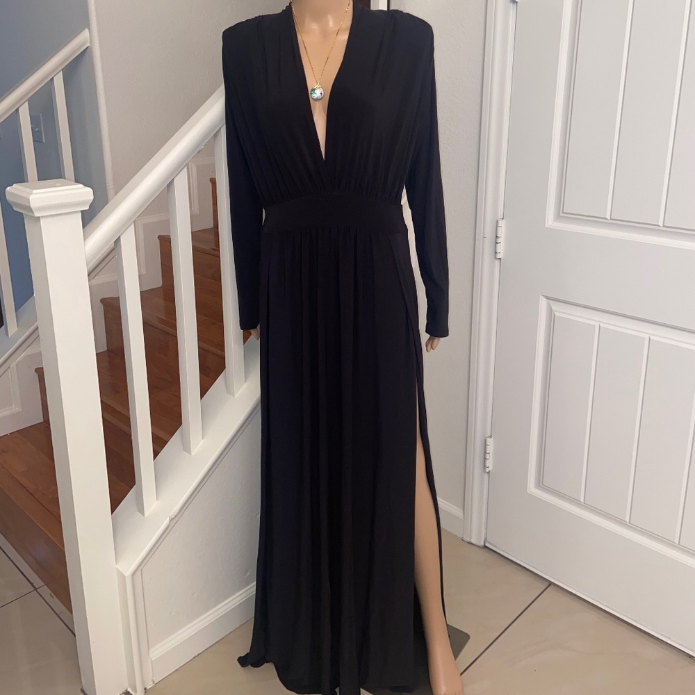 Fashion Nova Maxi Black Double Split Dress